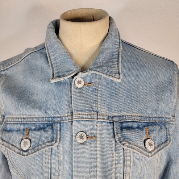 Tularosa Sz S Tamsen Distressed Denim Jacket Fray Fringe Barbados Light Wash - Picture 4 of 10